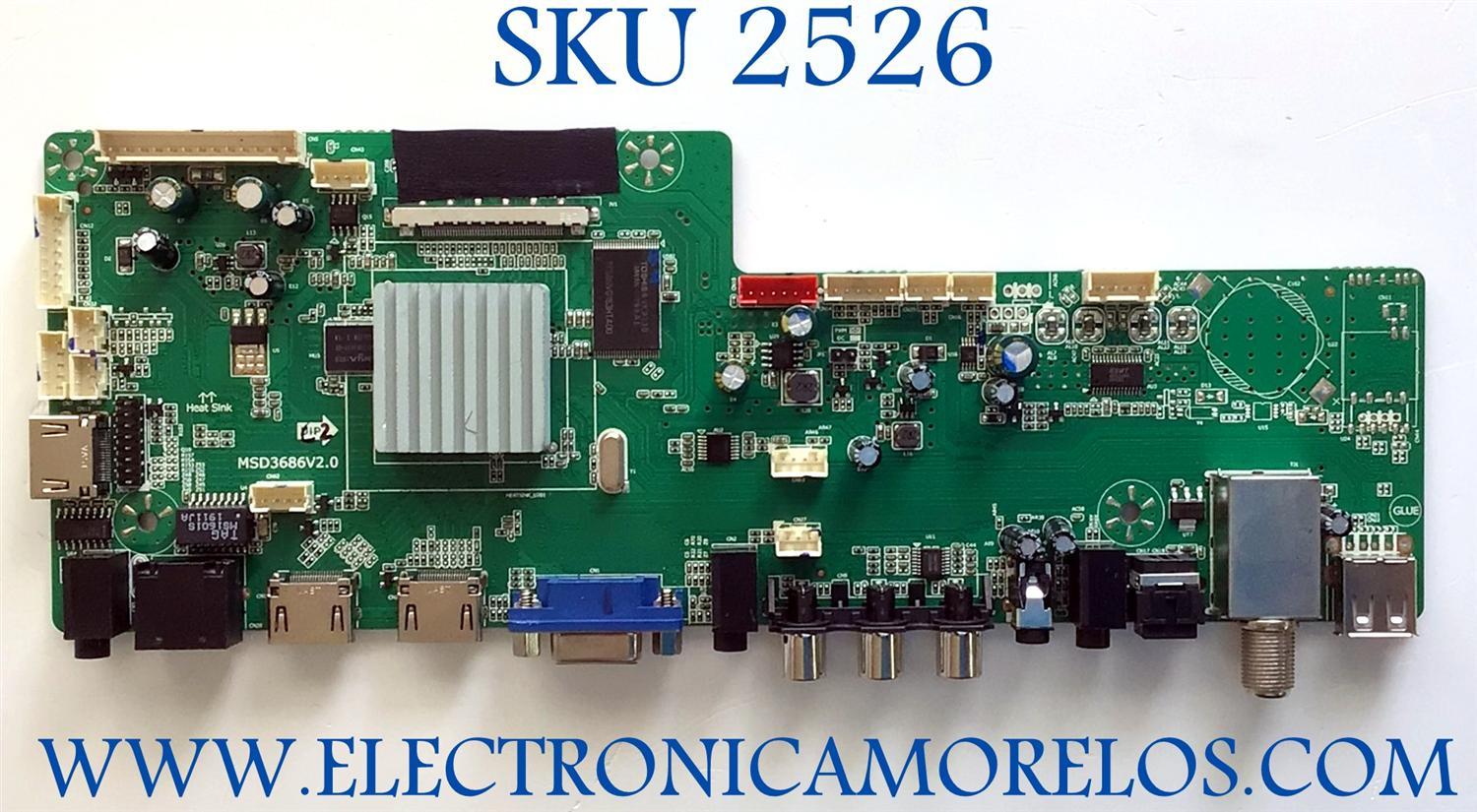 MAIN PARA TV EXTERIOR SUNBRITETV 4K ULTRA HDR / NUMERO DE PARTE MSD3686V2.0 / MACD46A91206E7D / 376563 / 32331 / MSD3686V2. 0 2L / PANEL P550QVF06.0 / MODELO SB-S2-55-4K-BL 